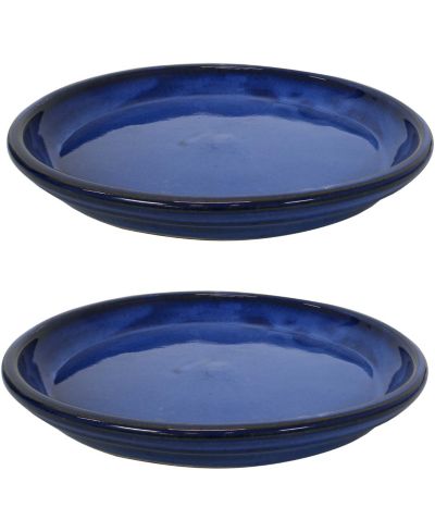 Sunnydaze Decor 2-Pack Outdoor/Indoor High-Fired Glazed UV- and Frost-Resistant Ceramic Flower Pot Planter Saucers