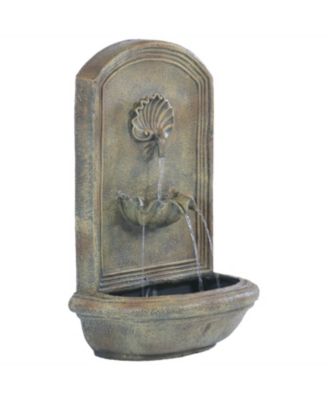 27"H Electric Polystone Seaside Outdoor Wall-Mount Water Fountain