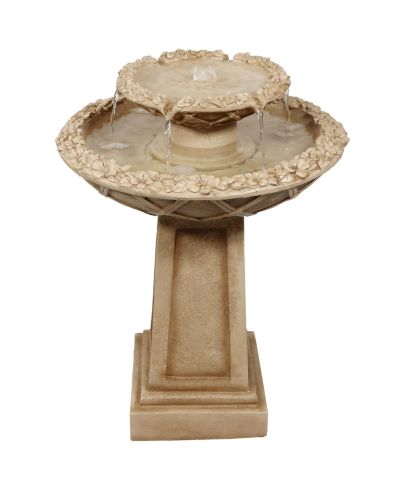 Декоративный фонтан для птиц Sunnydaze Decor 28"H Electric Polyresin 2-Tier Beveled Flower