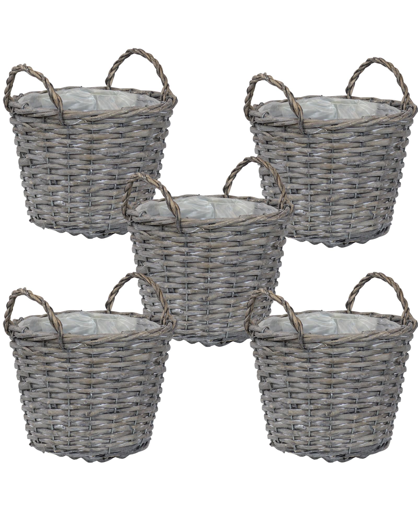 Плетеные корзины для растений Sunnydaze Decor Willow с ручками, набор из 5 штук