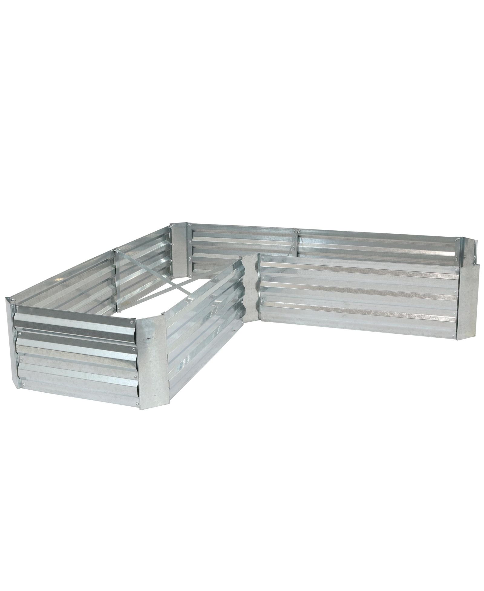 Outdoor Galvanized Steel L-Shaped Raised Garden Bed for Plants, Vegetables, and Flowers - 59.5"