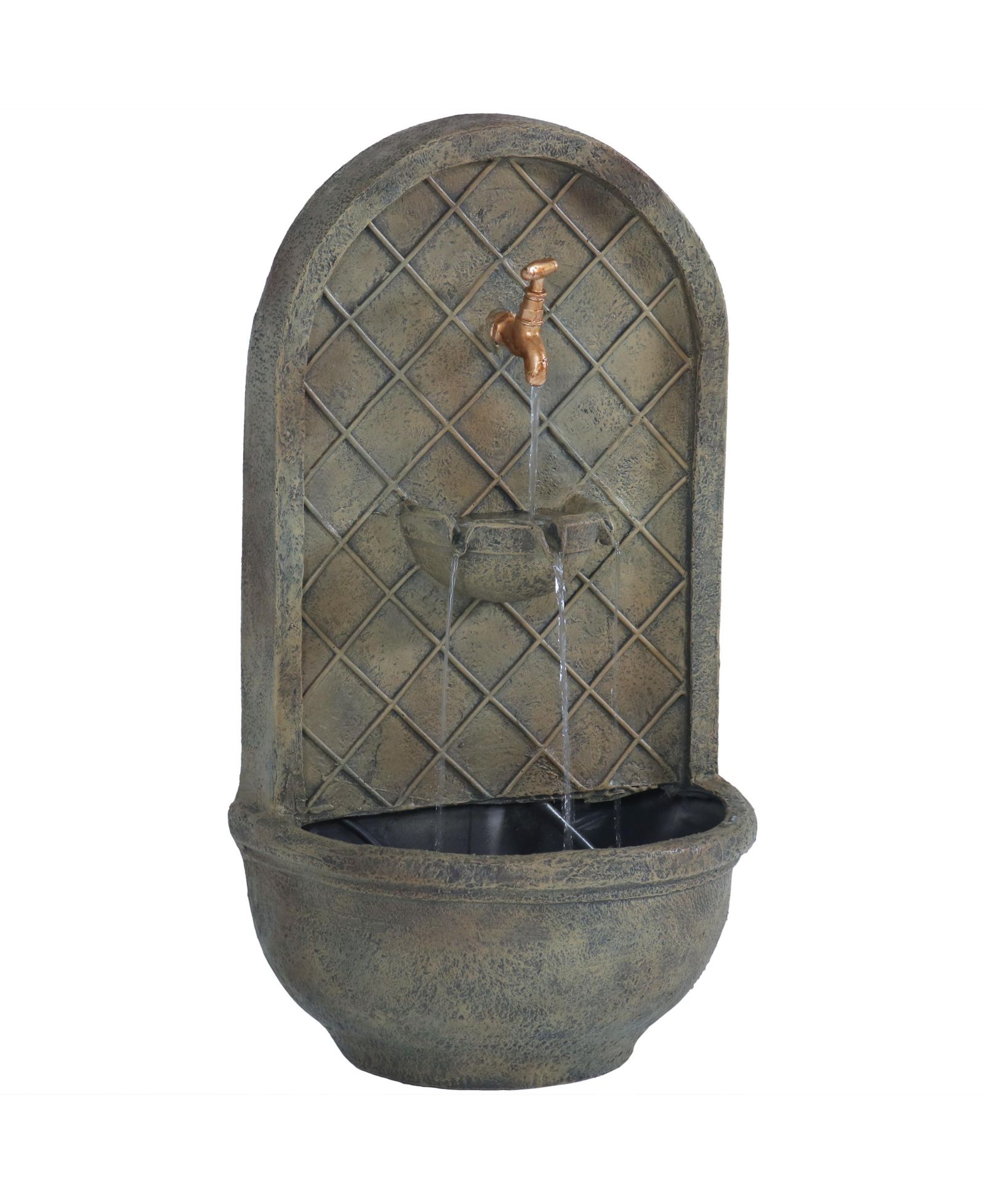 26"H Electric Polystone Messina Outdoor Wall-Mount Water Fountain