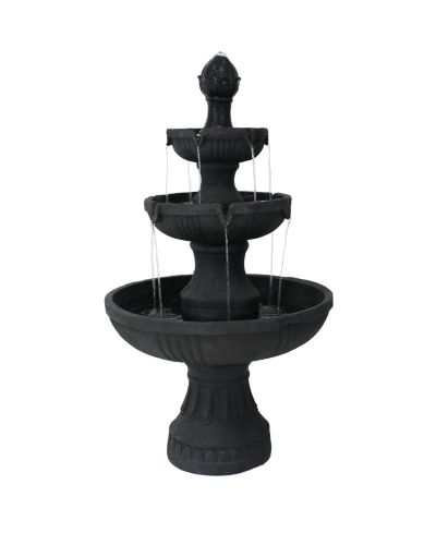 43"H Electric Fiberglass and Resin 3-Tier Flower Blossom Outdoor Water Fountain