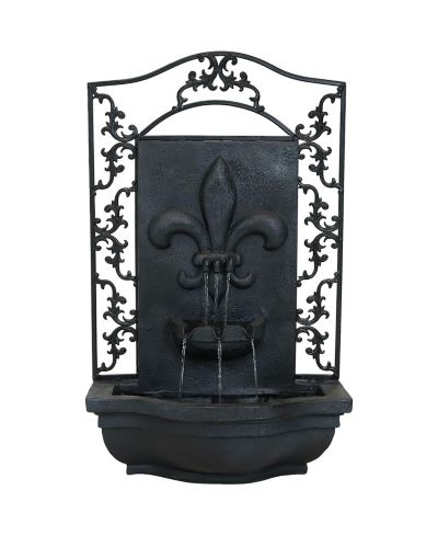 33"H Electric Polystone French Lily Design Outdoor Wall-Mount Water Fountain