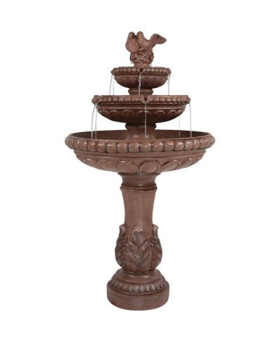 43"H Electric Resin and Concrete 3-Tier Pair of Doves Outdoor Water Fountain