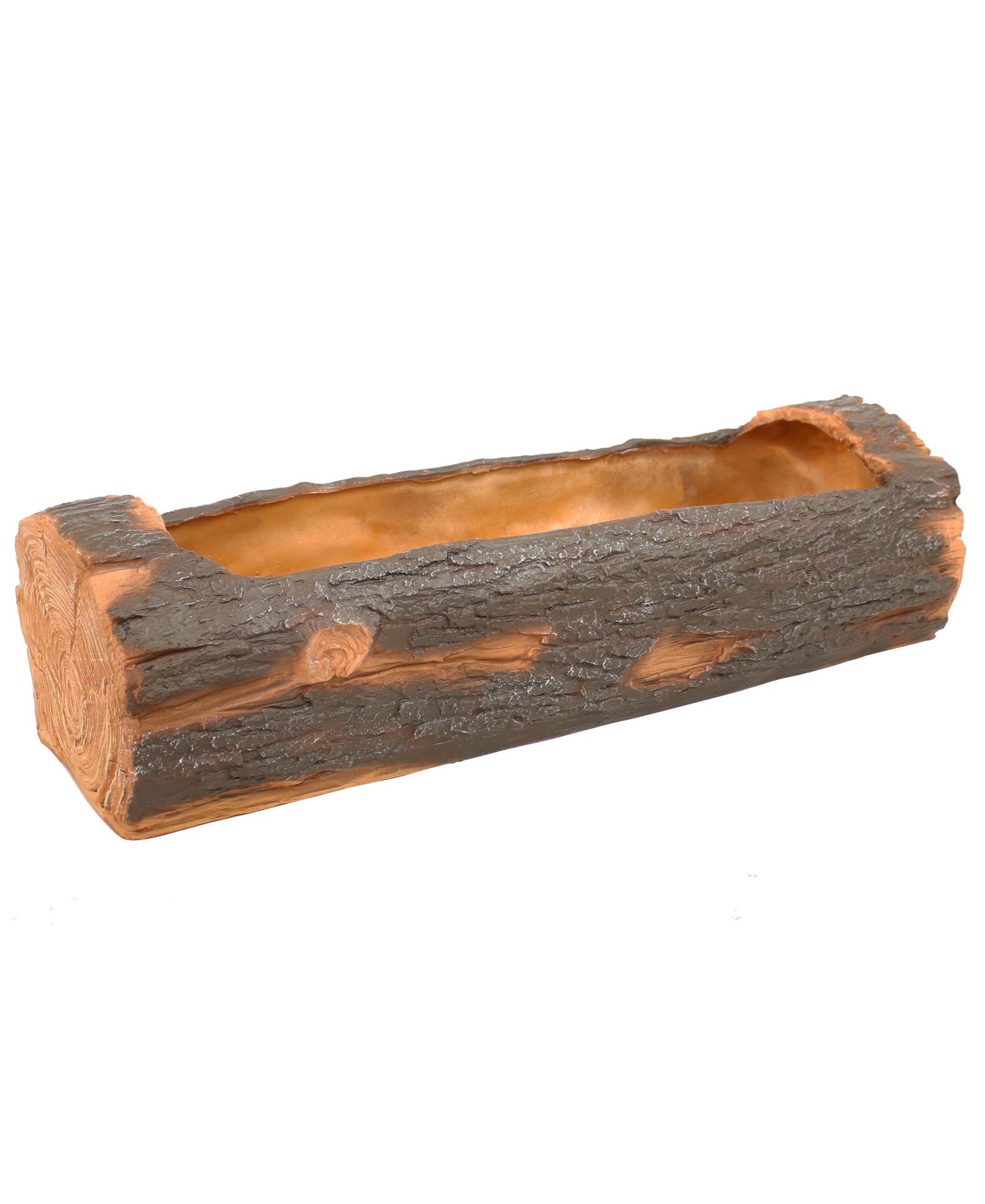 Polyresin Decorative Outdoor Raised Rustic Log Planter for Garden, Patio, Deck, Yard, Porch and Balcony - 35" W - Brown