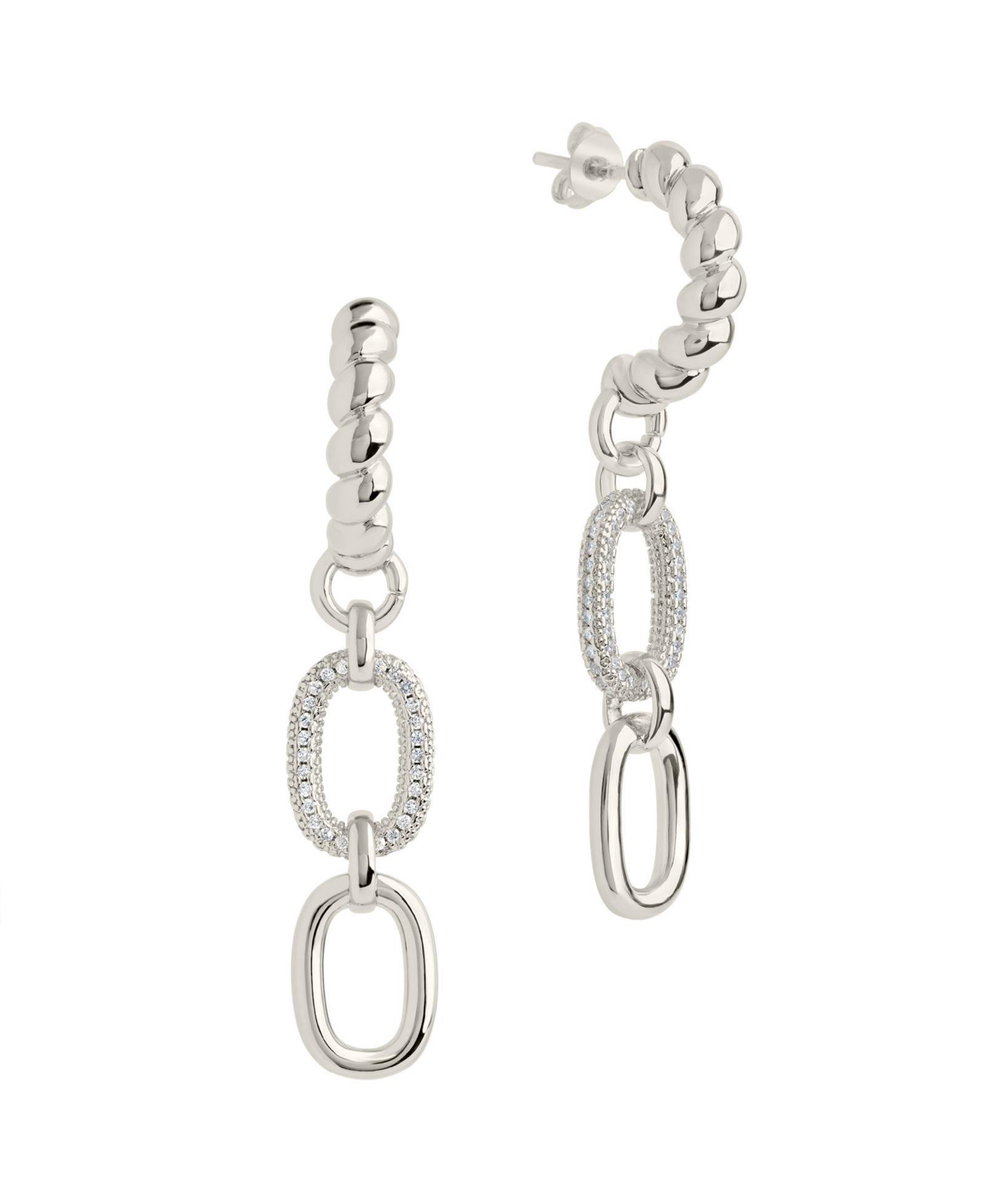 Серьги-кольца Sterling Forever Cubic Zirconia Andi Drop Hoop