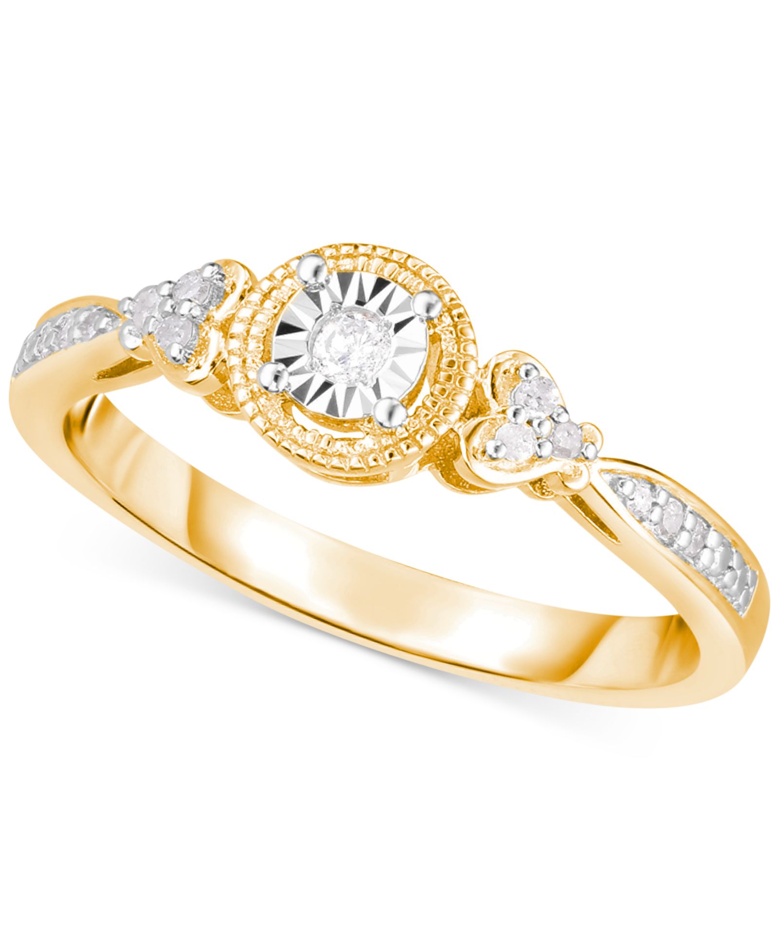Кольцо Diamond Promise (1/10 ct. t.w.) из стерлингового серебра с золотым напылением 14k