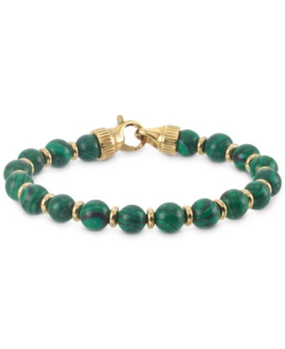 Браслет LEGACY for MEN by Simone I. Smith Malachite Bead Stretch в 14k Gold-Tone