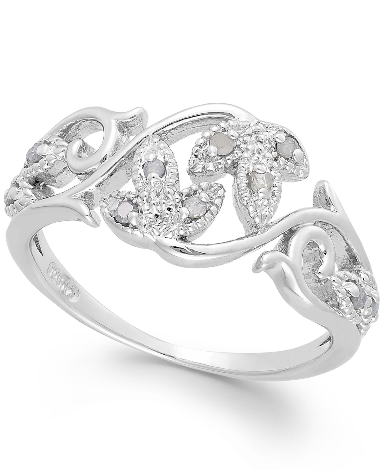 Diamond Vine Ring in Sterling Silver (1/10 ct. t.w.)