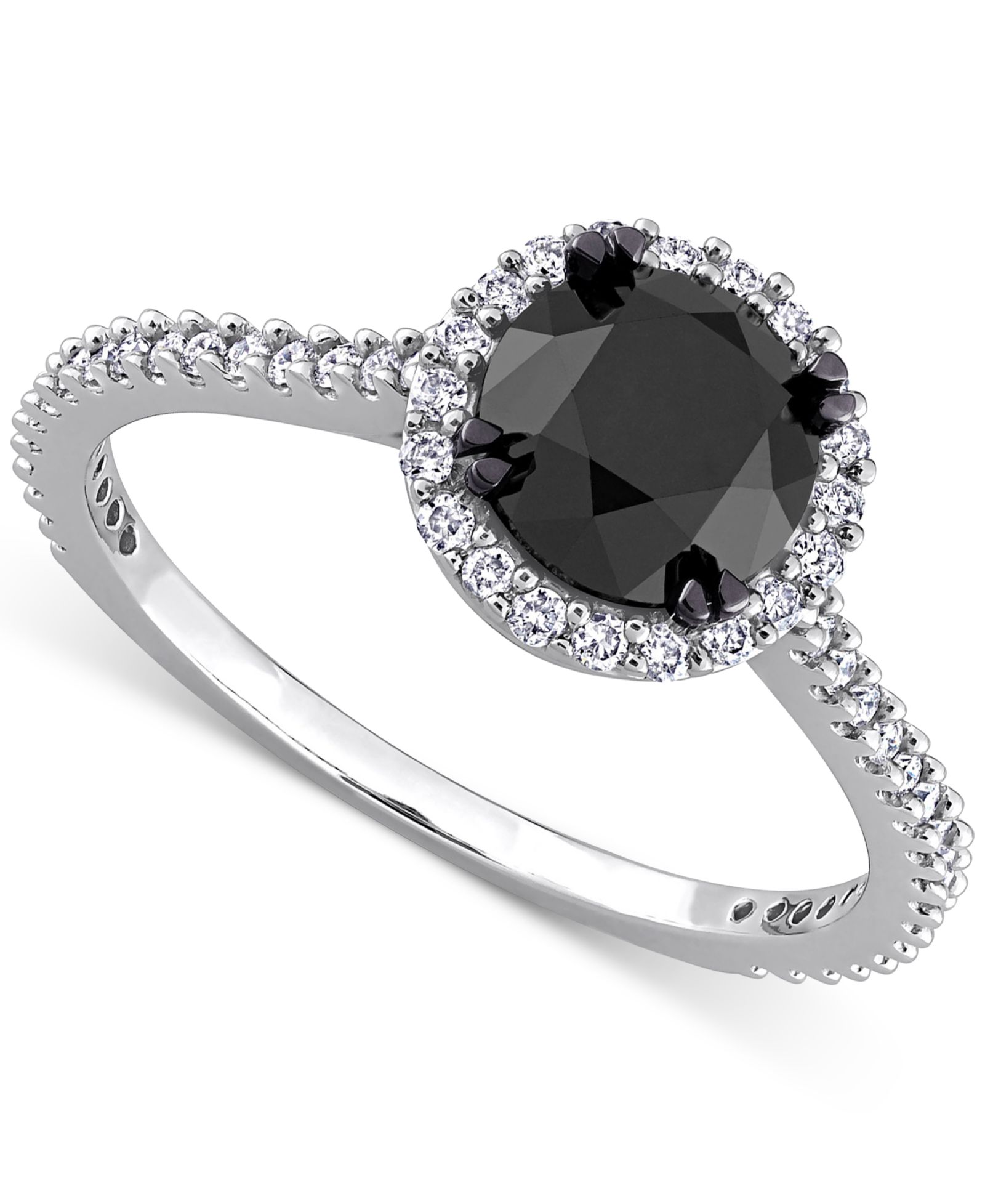 Помолвочное кольцо с бриллиантами Black Diamond и White Diamond, белое золото 14k