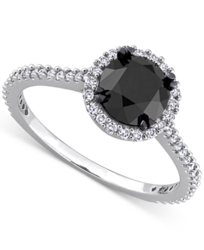 Помолвочное кольцо с бриллиантами Black Diamond и White Diamond, белое золото 14k