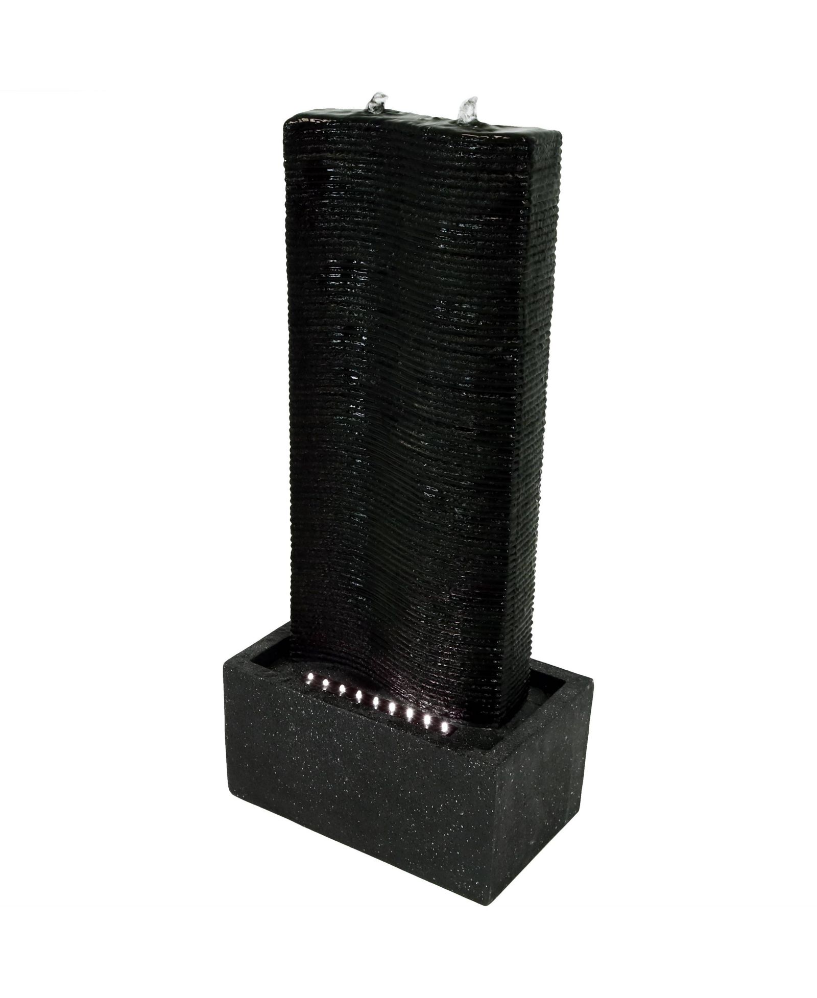 31"H Electric Polyresin Rippling Tower Column Outdoor Water Fountain with Lights