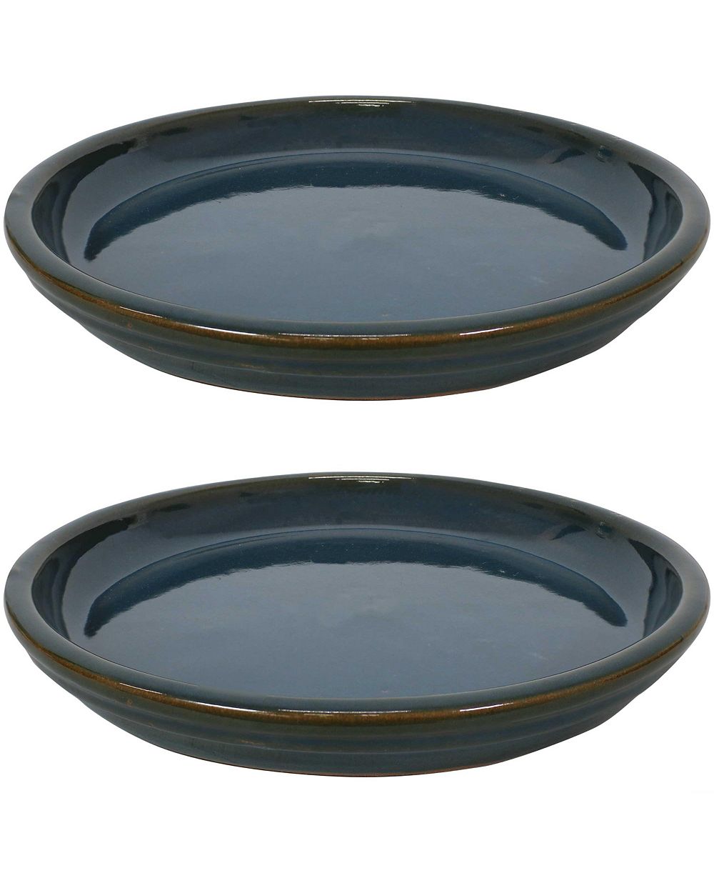 Outdoor/Indoor High-Fired Glazed UV- and Frost-Resistant Ceramic Flower Pot Planter Saucers - 2-Pack