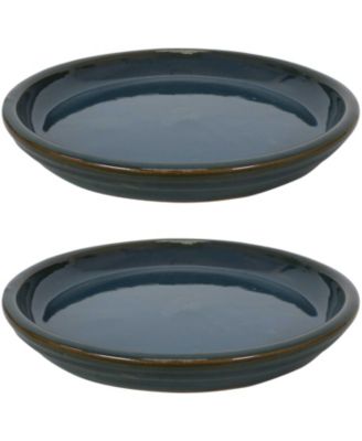 Outdoor/Indoor High-Fired Glazed UV- and Frost-Resistant Ceramic Flower Pot Planter Saucers - 2-Pack