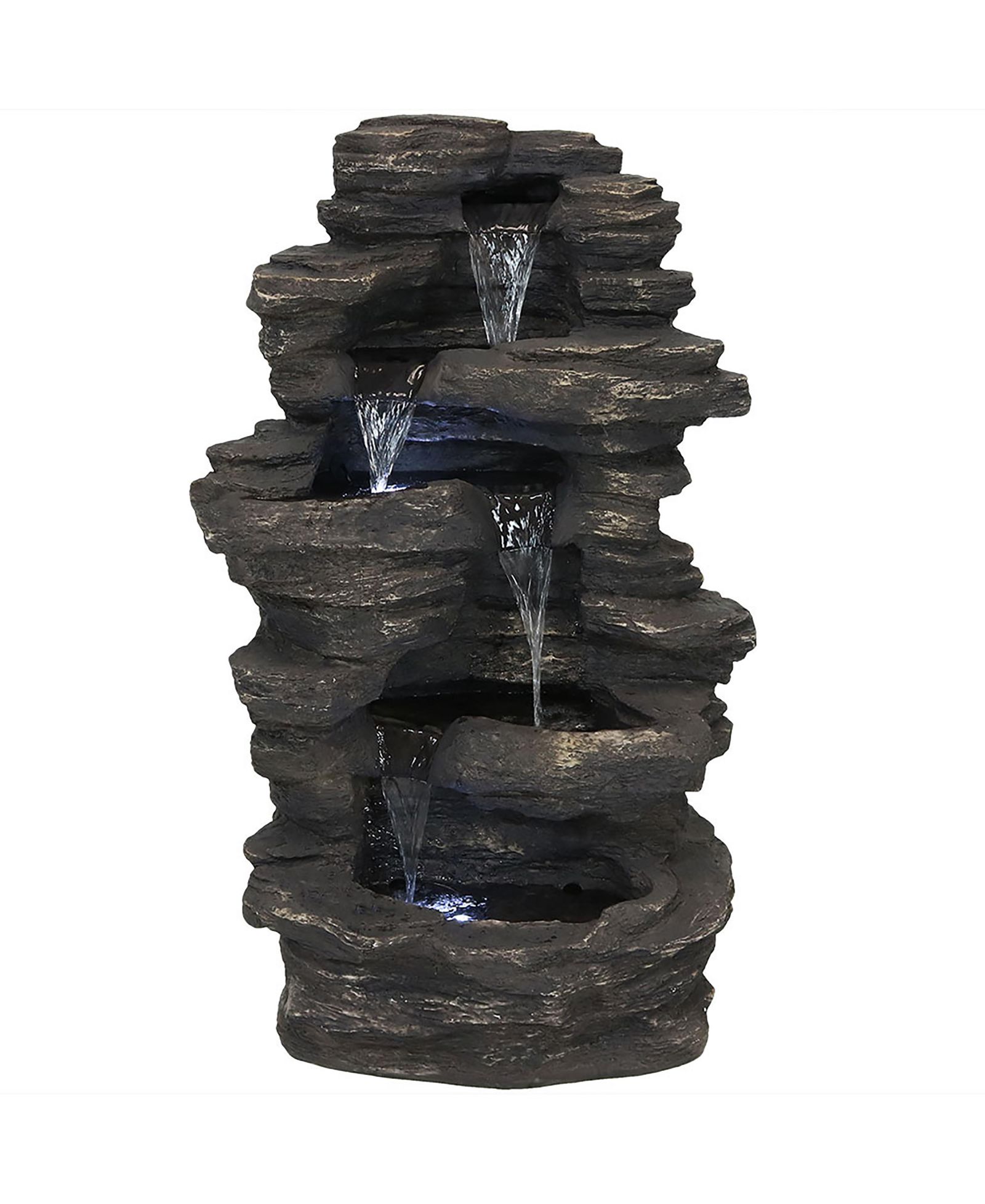 39"H Electric Polystone Rock Falls Waterfall Outdoor Water Fountain with LED Lights