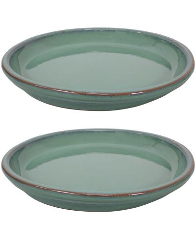 Sunnydaze Decor 2-Pc. High-Fired Glazed Ceramic Flower Pot Planter Saucers, UV & Frost-Resistant for Indoor/Outdoor Use