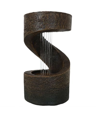 Indoor Contemporary Decorative Polyresin Winding Showers Tabletop Water Fountain with LED Lights - 14" - Brown