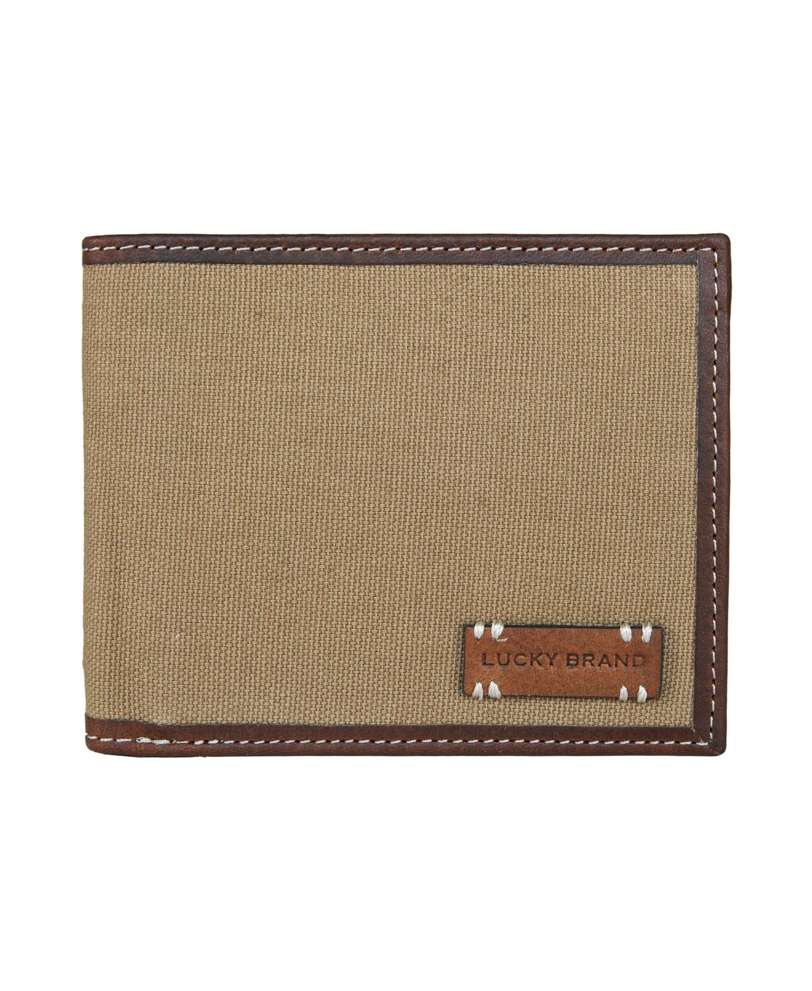 Мужской бифольдовый кошелек Lucky Brand Canvas с кожаной отделкой