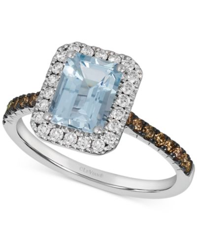 Кольцо Le Vian® Sea Blue Aquamarine (1-1/6 ct. t.w.) & Diamond (3/8 ct. t.w.) Halo в белом золоте 14k