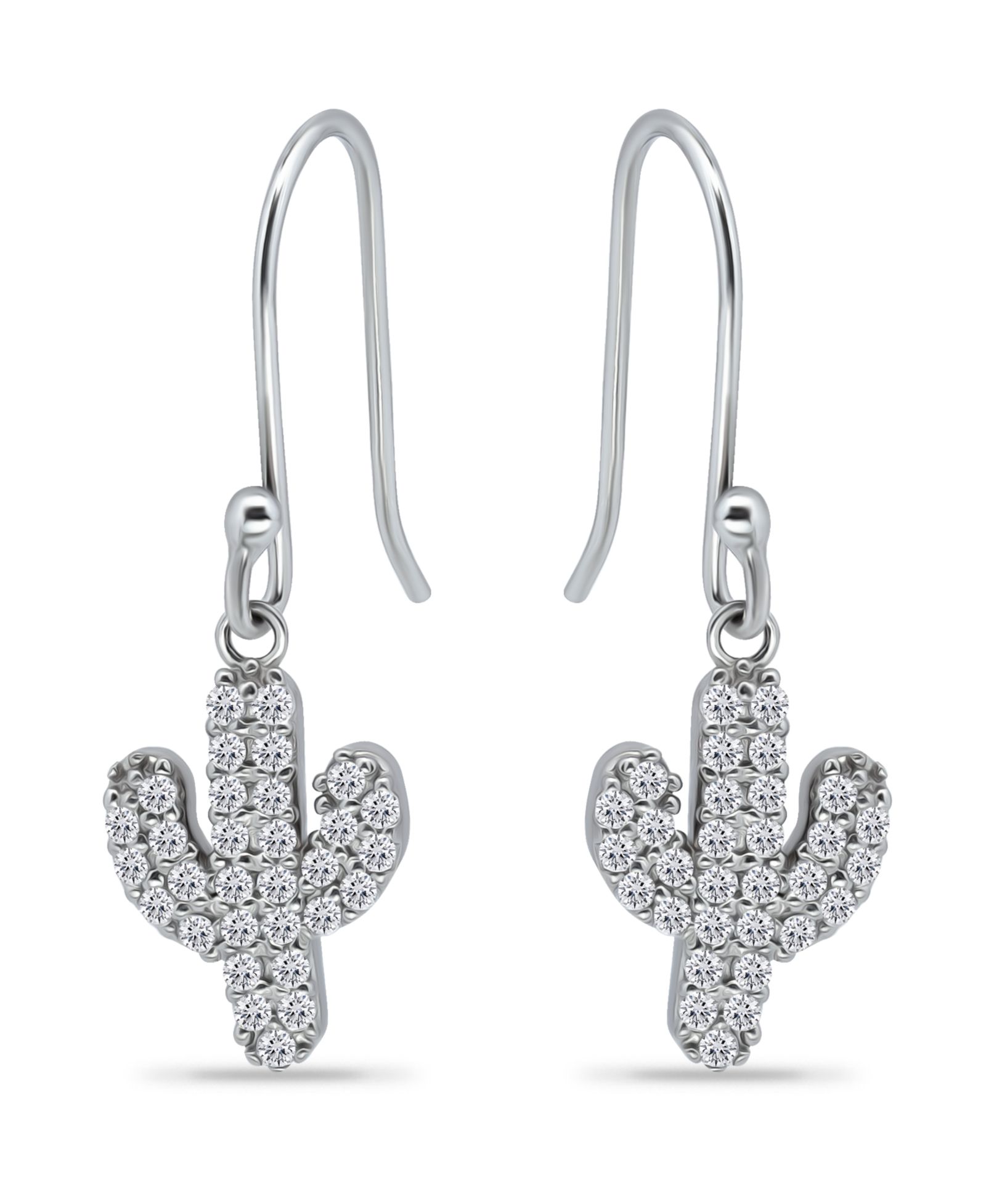 Серьги Giani Bernini Cubic Zirconia Pave Cactus Drop из стерлингового серебра