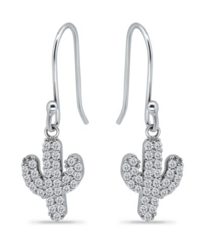 Серьги Giani Bernini Cubic Zirconia Pave Cactus Drop из стерлингового серебра