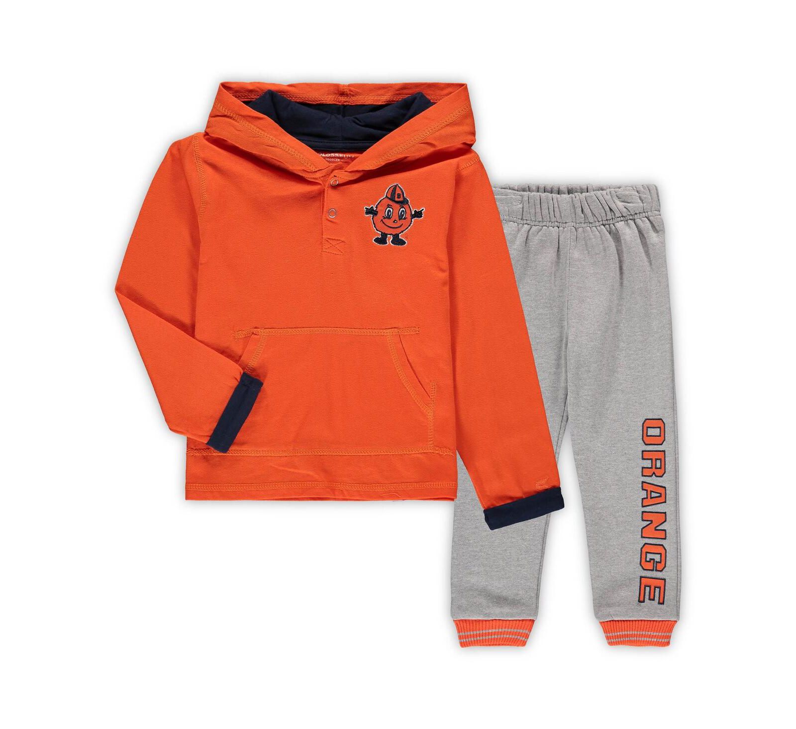 Toddler Boys Colosseum Orange, Heathered Gray Syracuse Orange Poppies Hoodie and Sweatpants Set