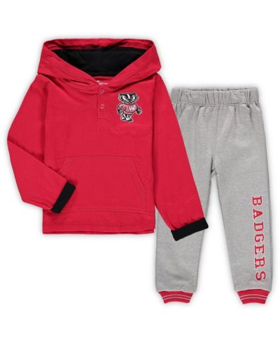 Детский комплект Colosseum Red, Heathered Gray Wisconsin Badgers Poppies худи и шорты