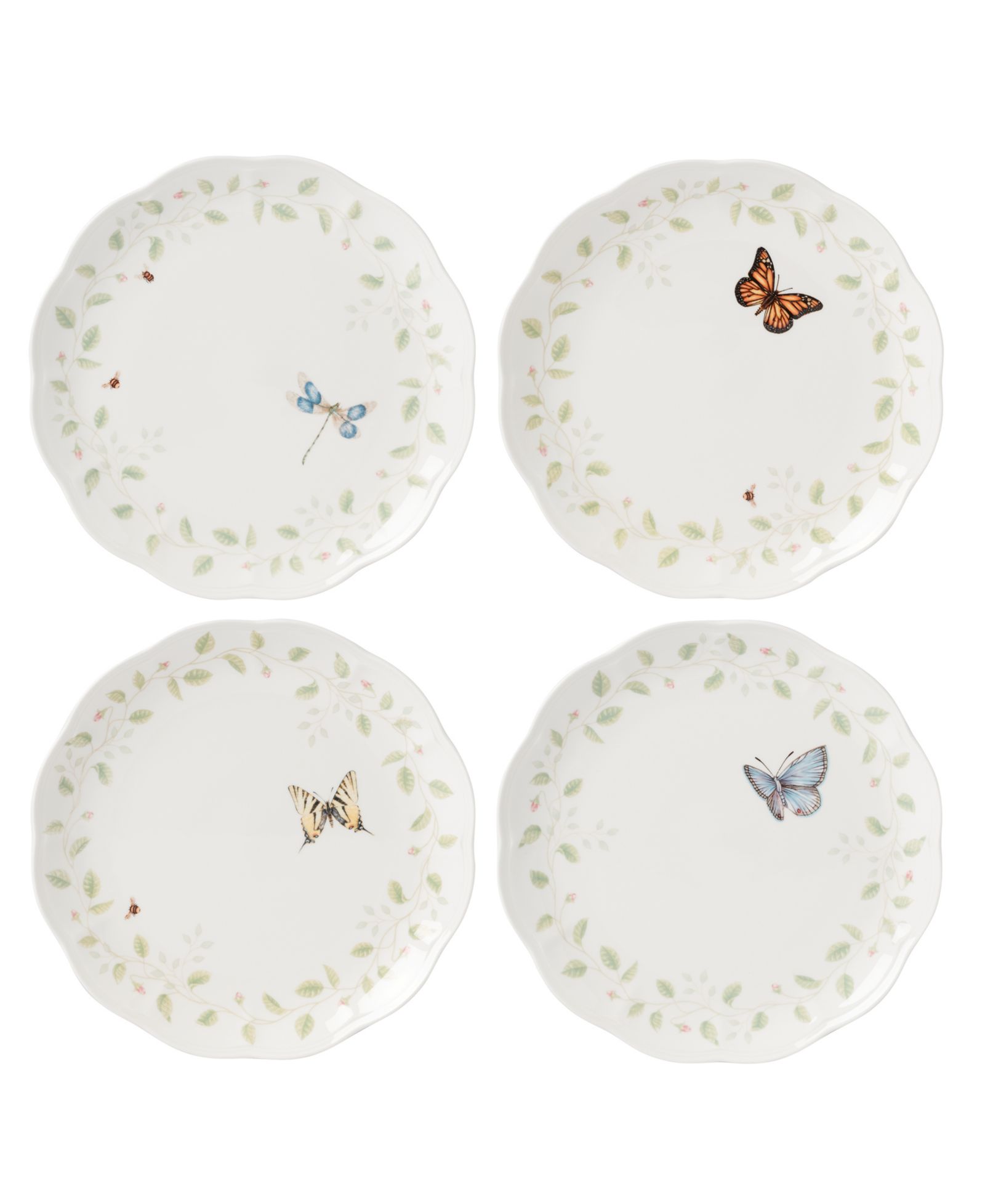 Декоративные обеденные тарелки Lenox Butterfly Meadow Floral, Set of 4