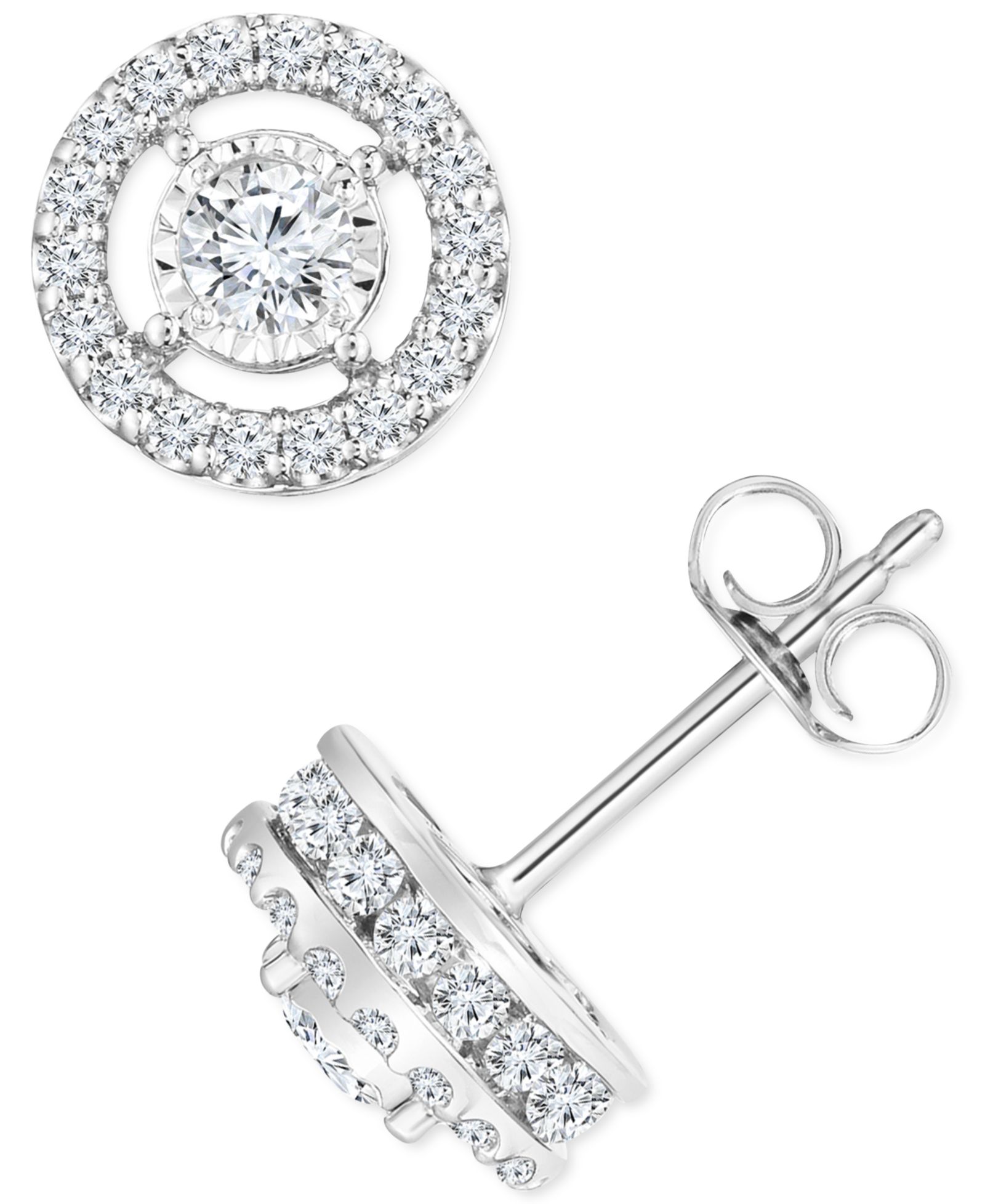 Серьги-гвоздики TruMiracle® Diamond Halo в 14k White Gold (1 ct. t.w.)