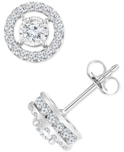 Серьги-гвоздики TruMiracle® Diamond Halo в 14k White Gold (1 ct. t.w.)