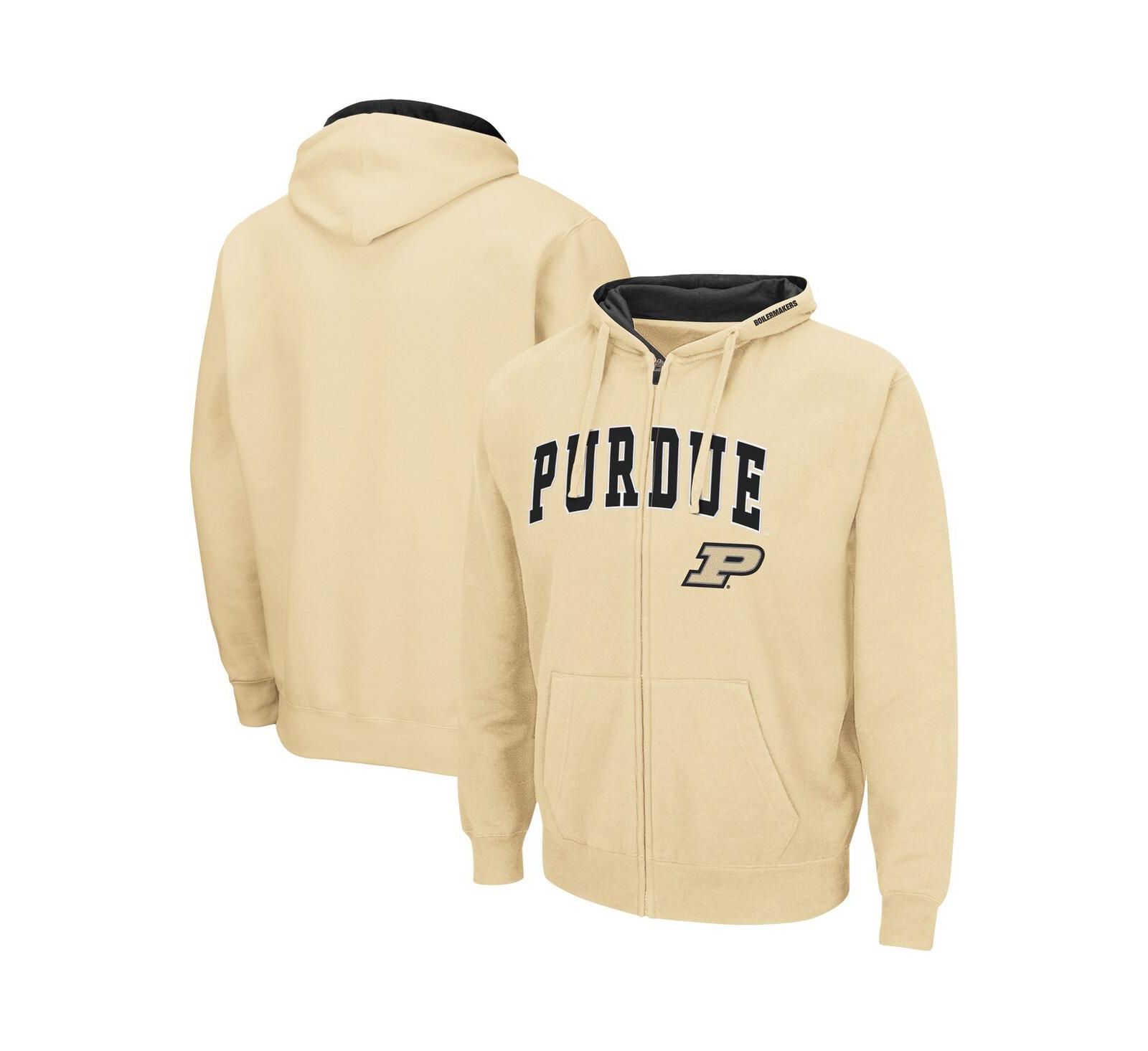 Мужское худи Colosseum Purdue Boilermakers Gold с логотипом и аркой, на молнии 3.0