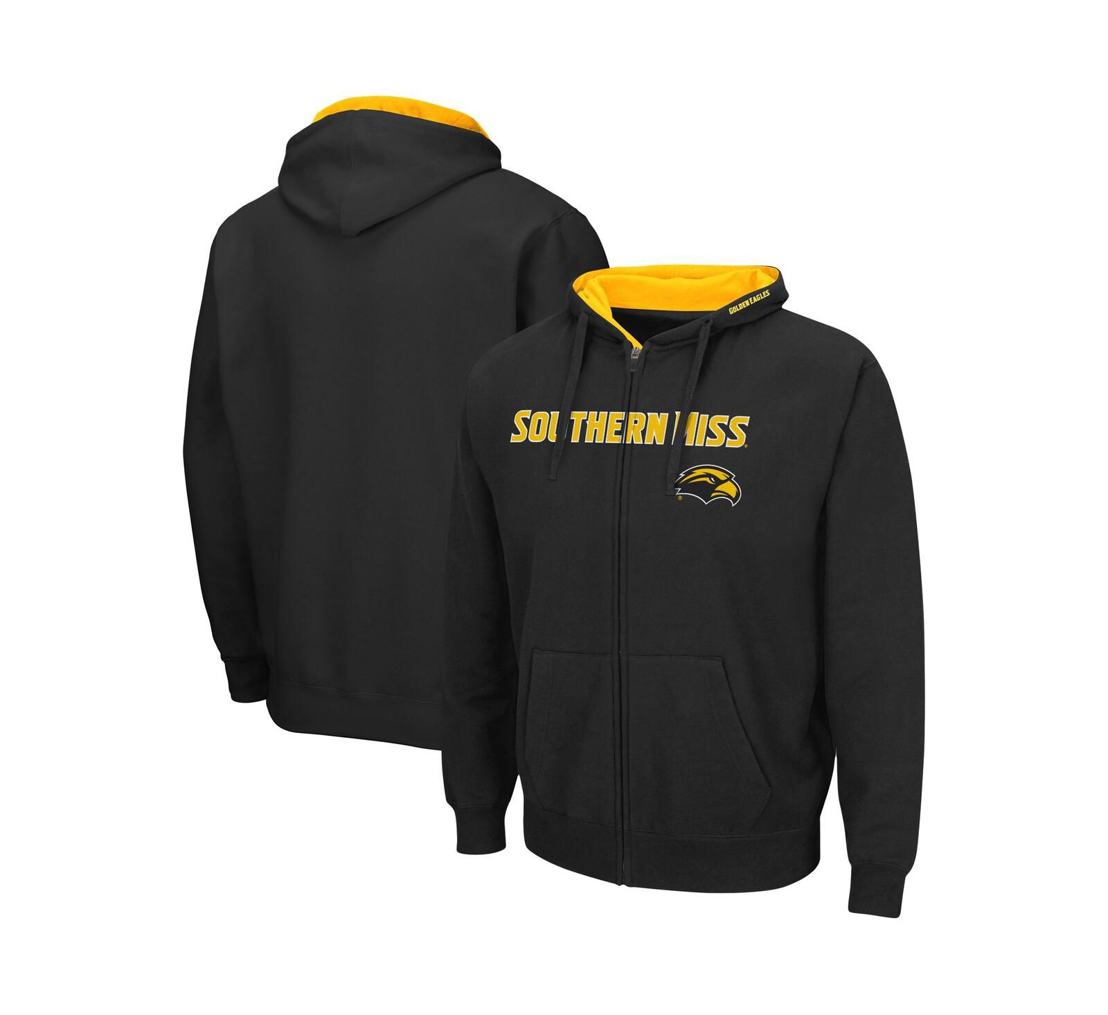 Men's Colosseum Black Southern Miss Golden Eagles Arch and Logo 3.0 Full-Zip Hoodie