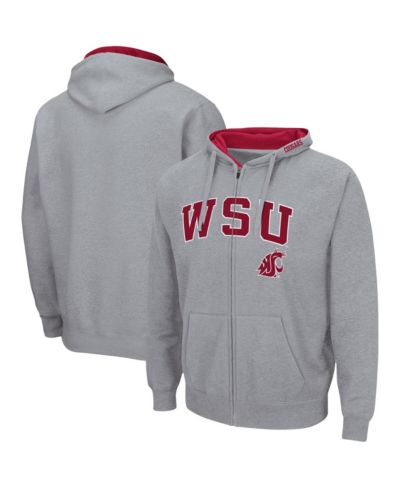 Colosseum Мужское серое худи Washington State Cougars Arch & Logo 3.0 Full-Zip