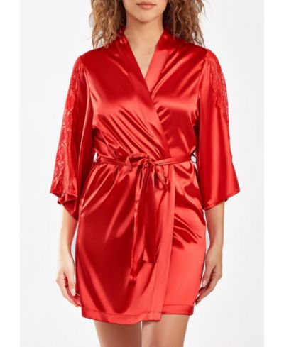 Женская шелковая и кружевная роба iCollection Women's Milena Satin and Lace Robe
