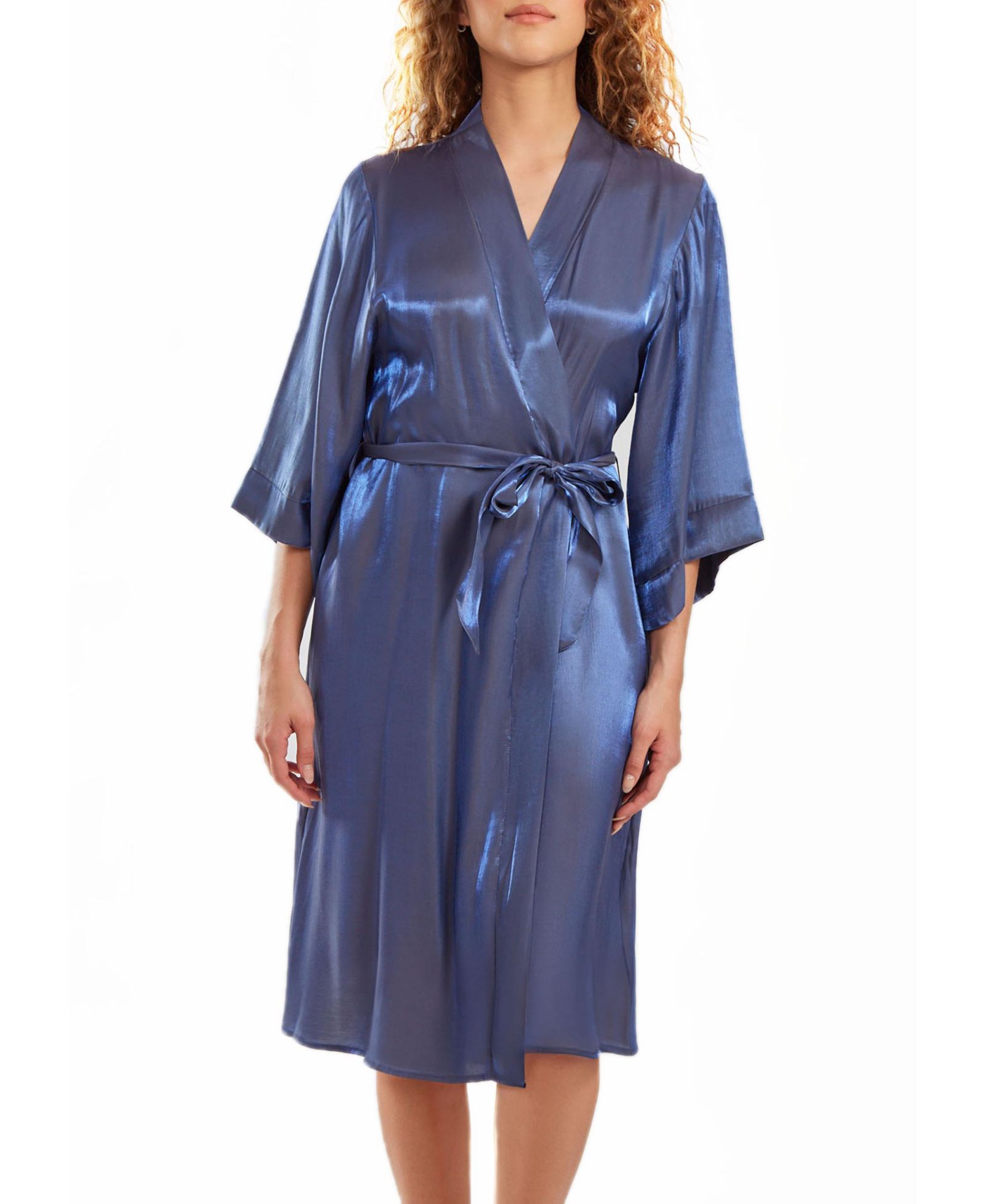 Платье-халат Plus Size iCollection Skyler Irredesant с поясом