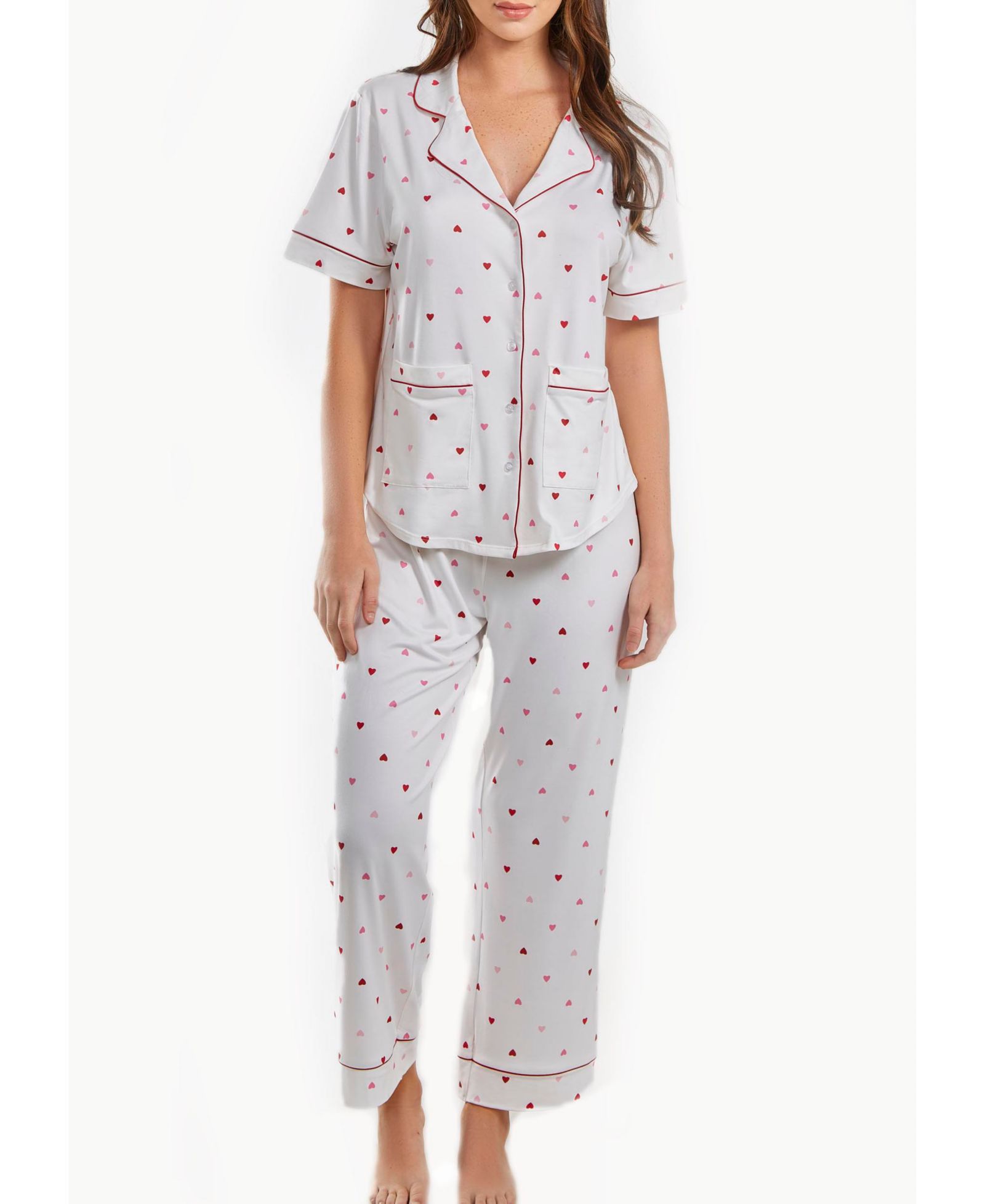 iCollection Женский комплект пижам Kyley с принтом сердец, красный, 2 шт.