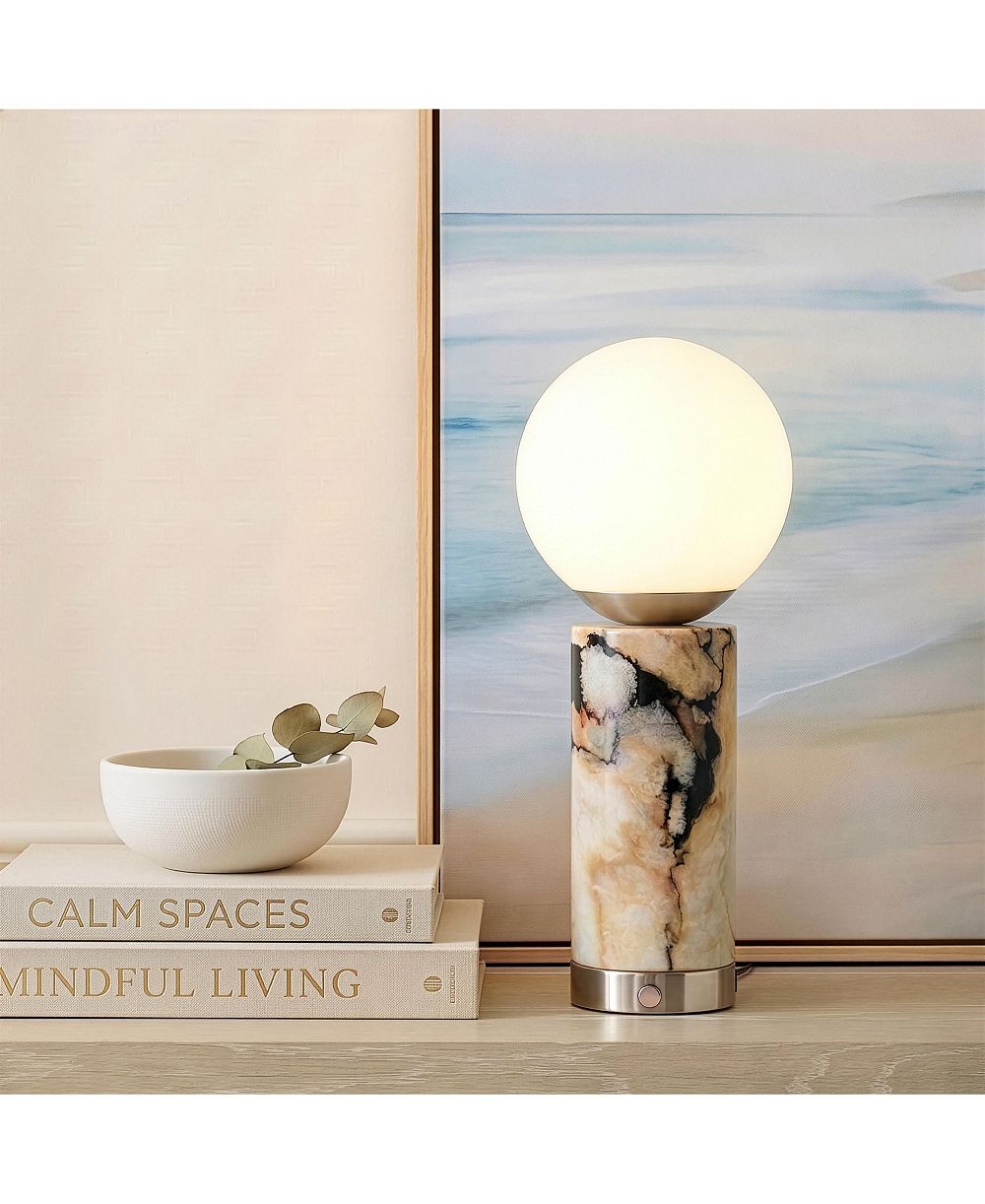 Brightech Aspen 14.5" Dimmable LED Marble Table Lamp with Charging USB Port