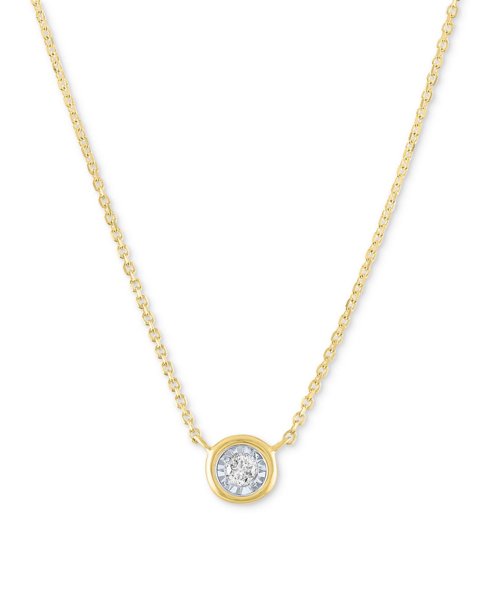 Diamond Bezel 18" Pendant Necklace (1/20 ct. t.w.) in 10k White or Yellow Gold