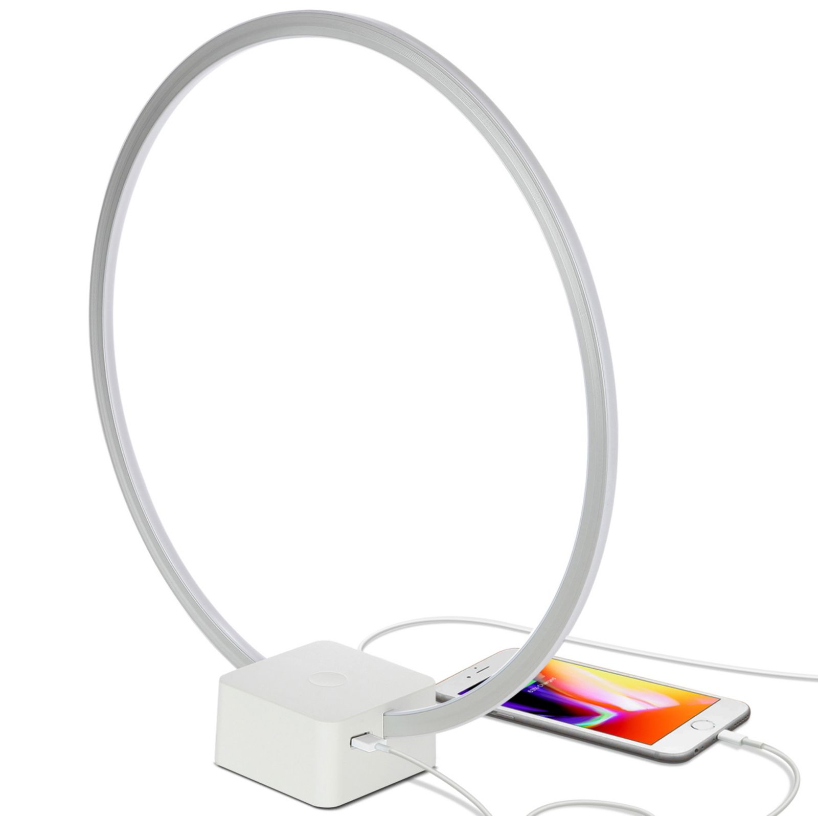 Circle 15" Dimmable Modern LED Desk Lamp with USB Charging Port