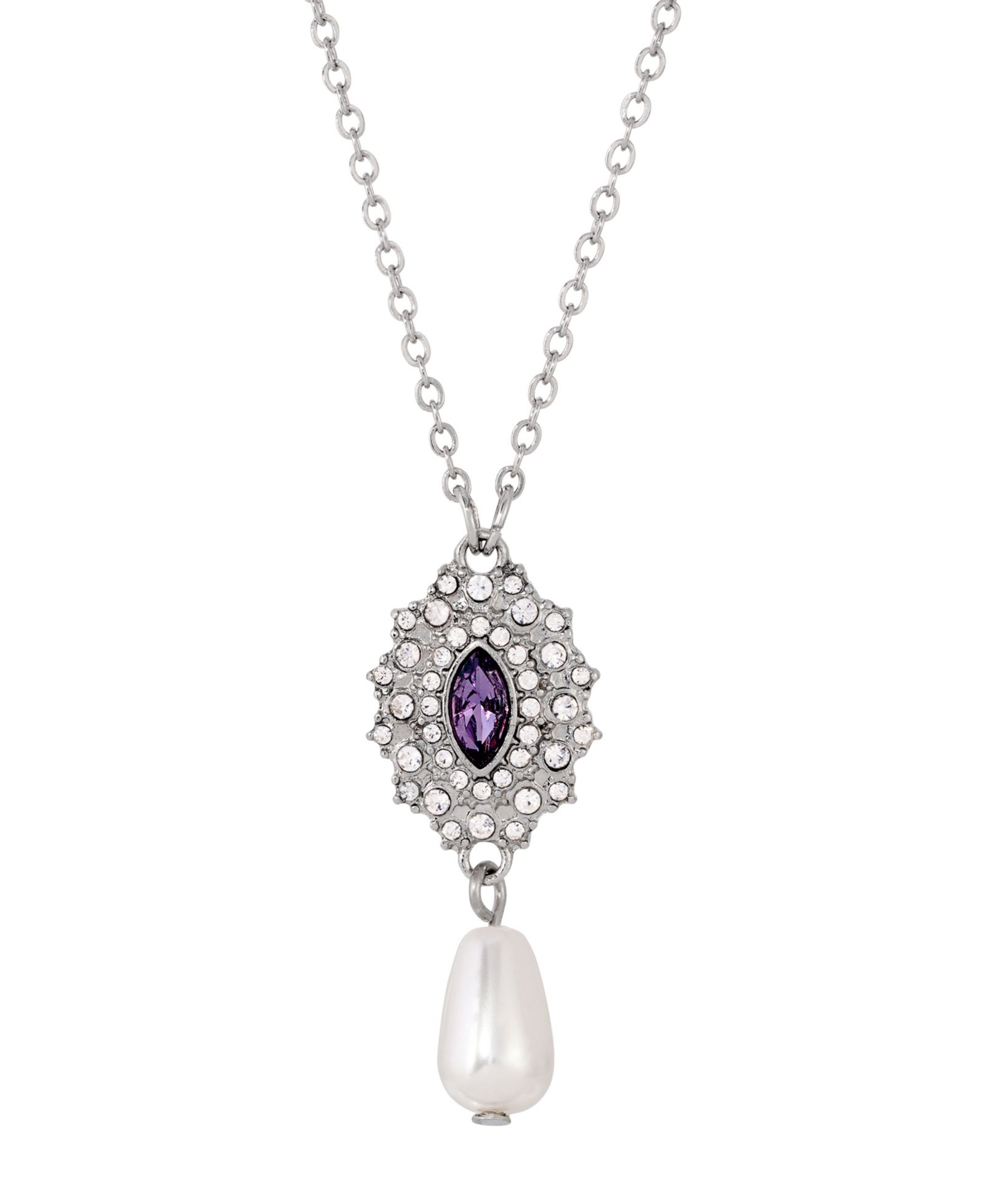 2028 Colored Stone Imitation Pearl Necklace