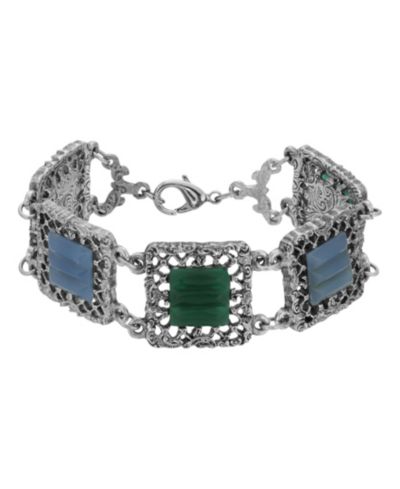 Браслет 2028 Square Green Blue, серебристого цвета