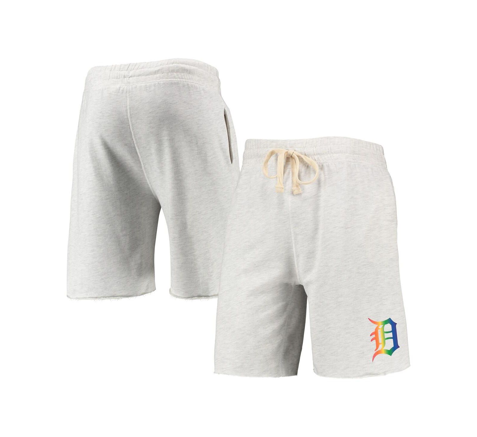 Men's Concepts Sport Oatmeal Detroit Tigers Mainstream Logo Terry Tri-Blend Shorts