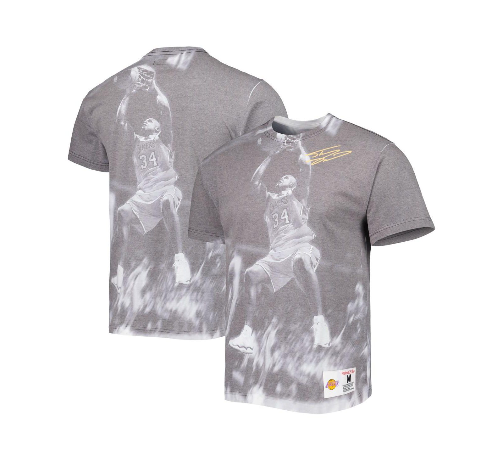 Men's Mitchell & Ness Shaquille O'Neal Gray Los Angeles Lakers Above The Rim Sublimated T-shirt
