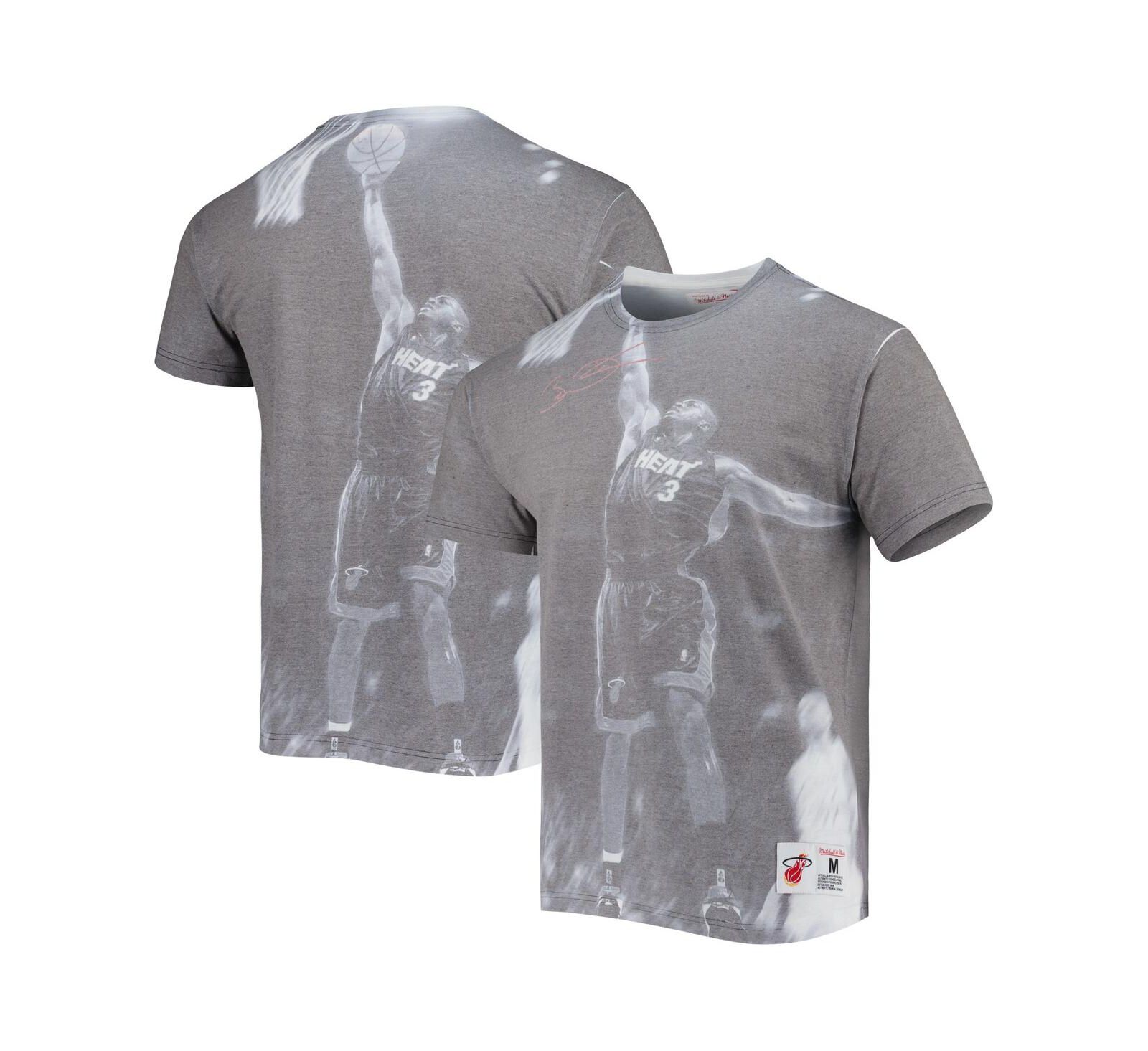 Мужская футболка Mitchell & Ness Dwyane Wade Gray Miami Heat Above The Rim Sublimated