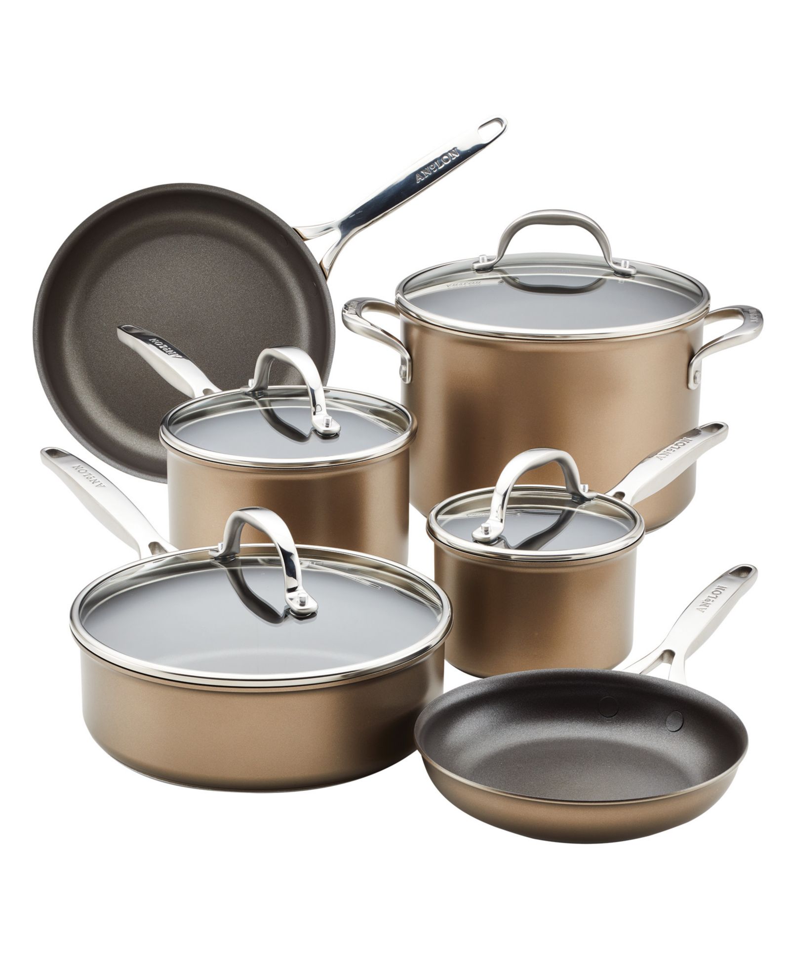 Anolon Ascend Hard Anodized Nonstick Cookware Set, 10 Piece