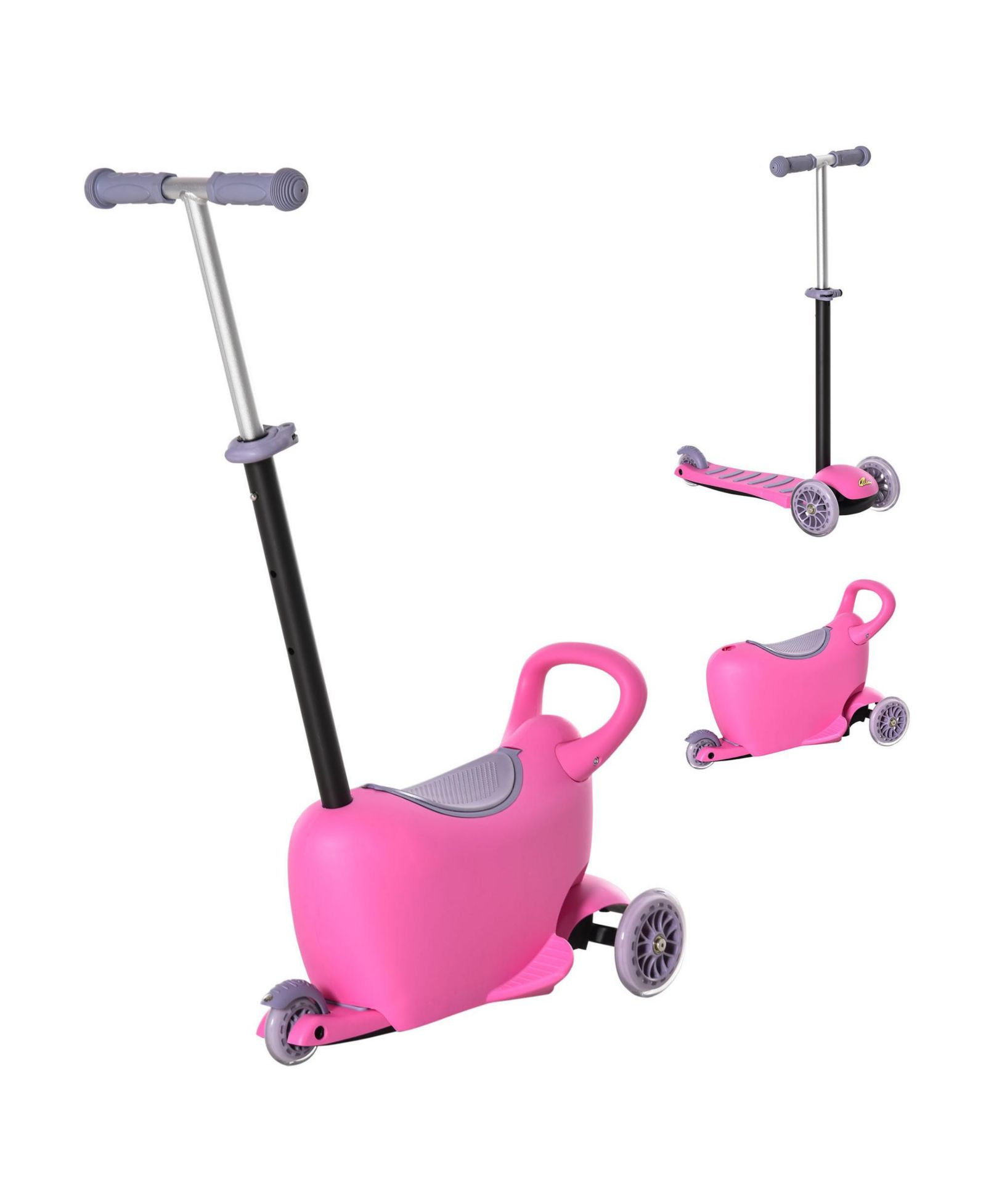 Qaba 3-in-1 Kids Scooter, Adjustable Handlebar, 44 lbs Capacity, Ages 2-6
