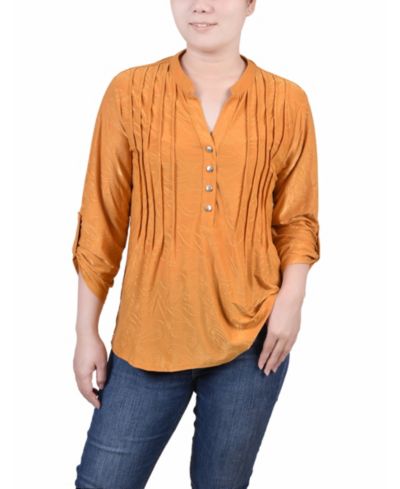 Женский джемпер NY Collection Petite 3/4 Roll Tab Pullover Top