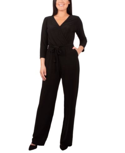 NY Collection Petite комбинезон с принтом и поясом, 3/4 рукава