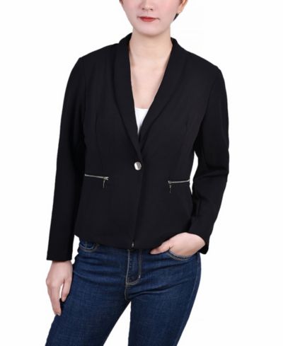NY Collection Petite укороченная куртка из крепа с длинным рукавом